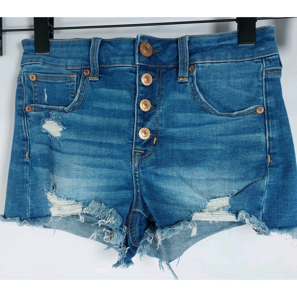 American Eagle Cut Off Shorts‎ Womens Size 4 Button Fly  Distressed Denim